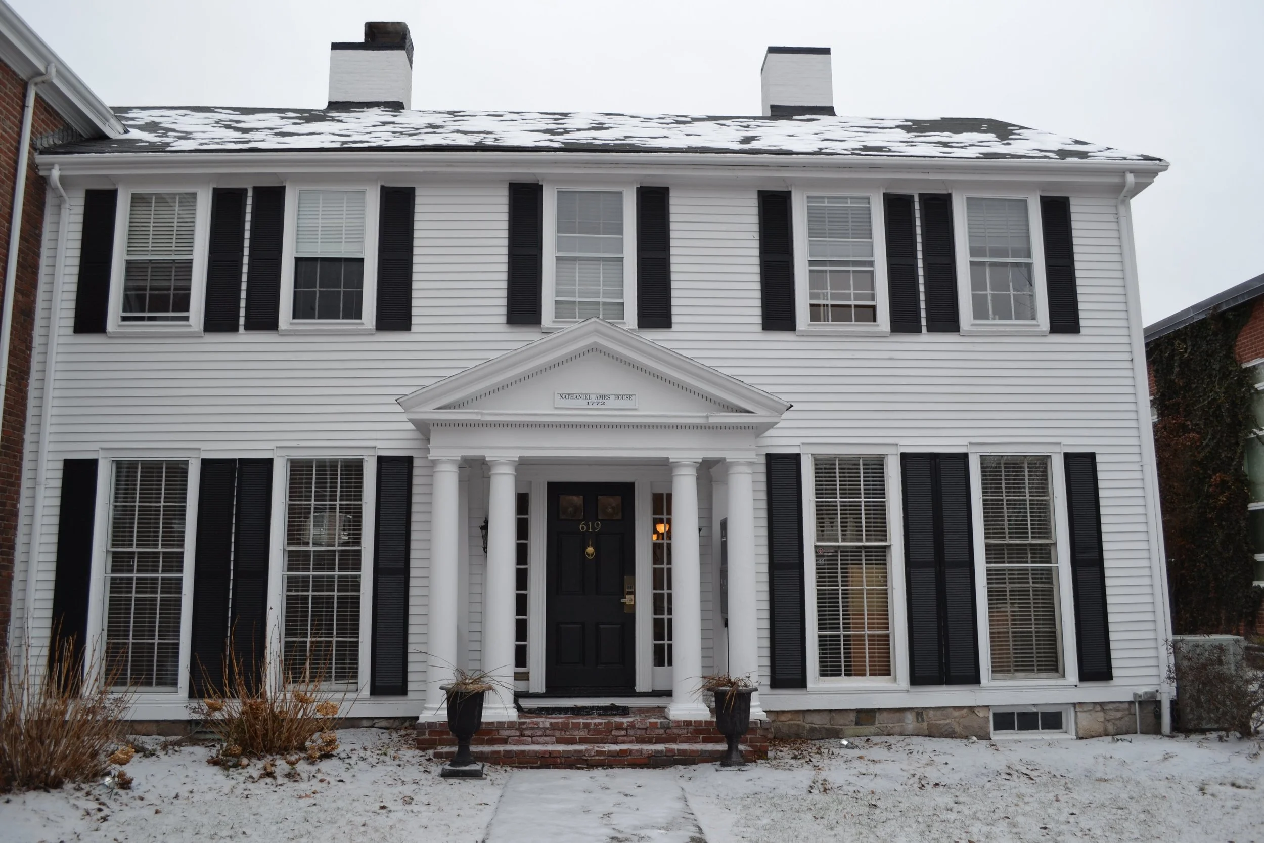 The historic Nathaniel Ames House home of the Redefined studio in Dedham